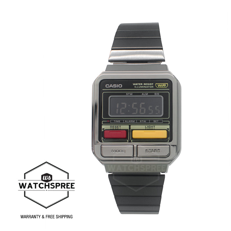 Casio Digital Vintage Grey Ion Plated Stainless Steel Band Watch ...