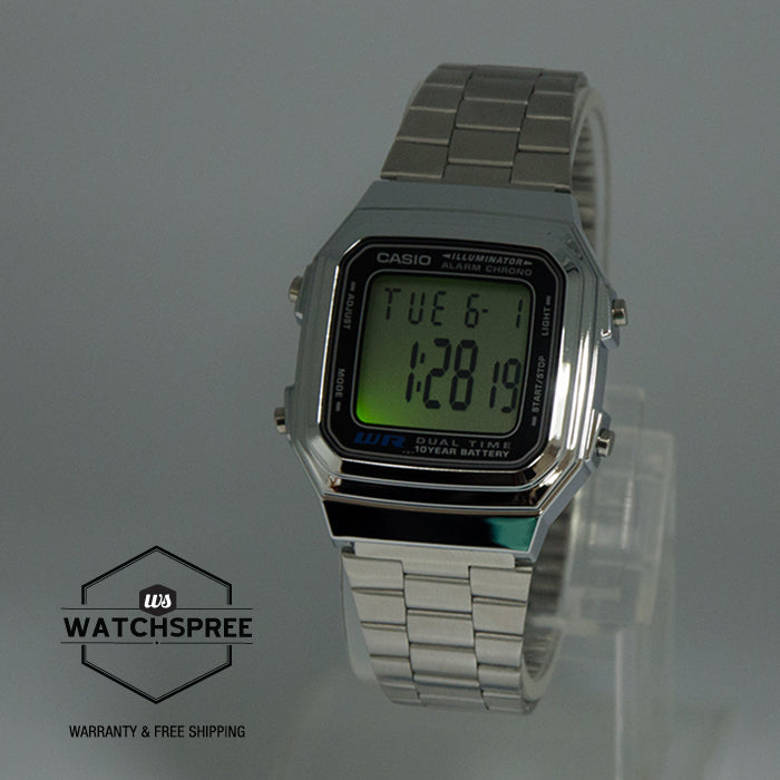 Casio Standard Digital Silver Stainless Steel Band Watch A178WA-1A