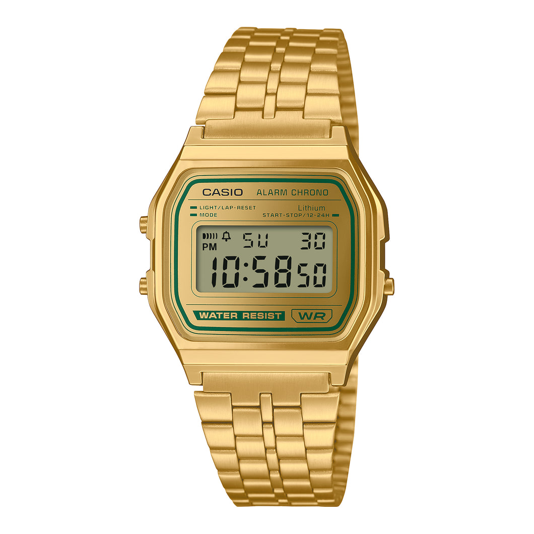 Casio Digital Vintage Style Matte Gold Ion Plated Stainless Steel Band Watch A158WEGV-9A