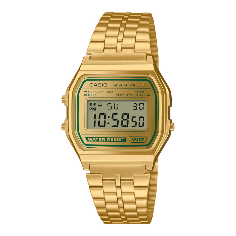 Casio Digital Vintage Style Matte Gold Ion Plated Stainless Steel Band Watch A158WEGV-9A