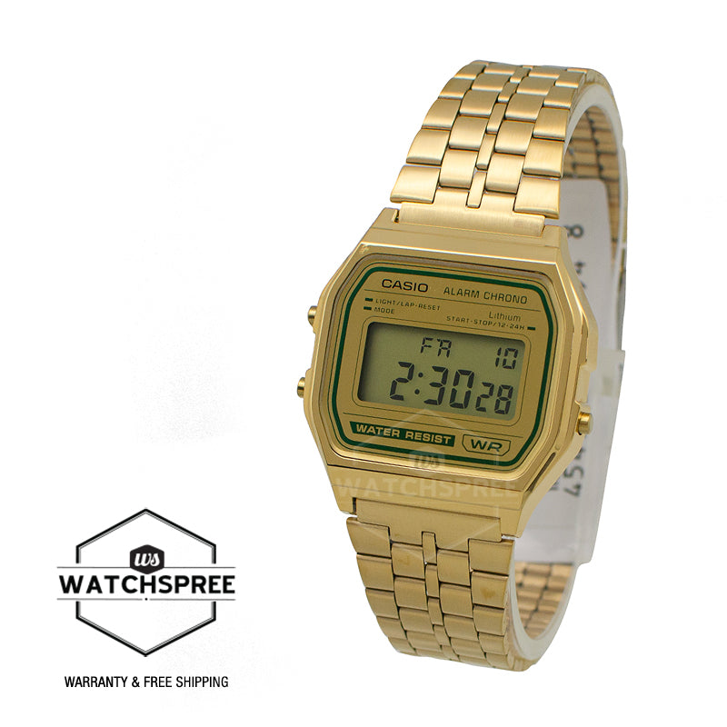 Casio Digital Vintage Style Matte Gold Ion Plated Stainless Steel Band Watch A158WEGV-9A