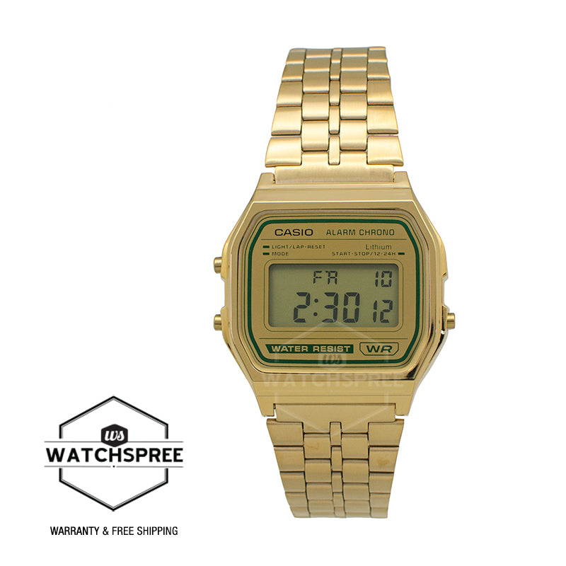 Casio Digital Vintage Style Matte Gold Ion Plated Stainless Steel Band Watch A158WEGV-9A