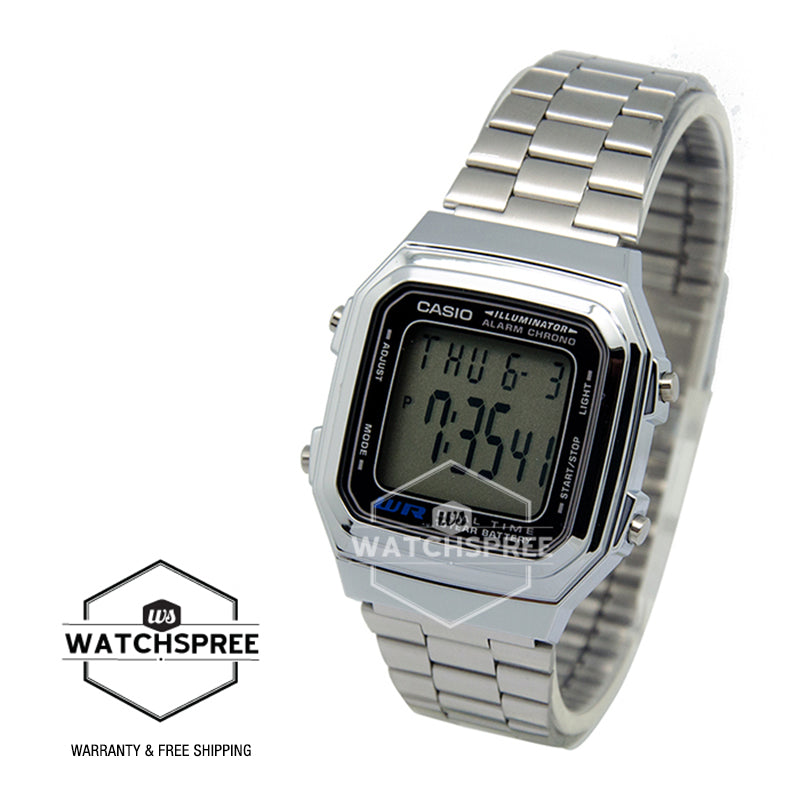 Casio Standard Digital Silver Stainless Steel Band Watch A178WA-1A