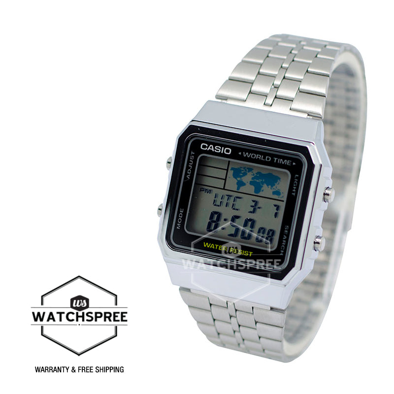 Casio Vintage Standard Digital Silver Stainless Steel Band Watch A500WA-1D