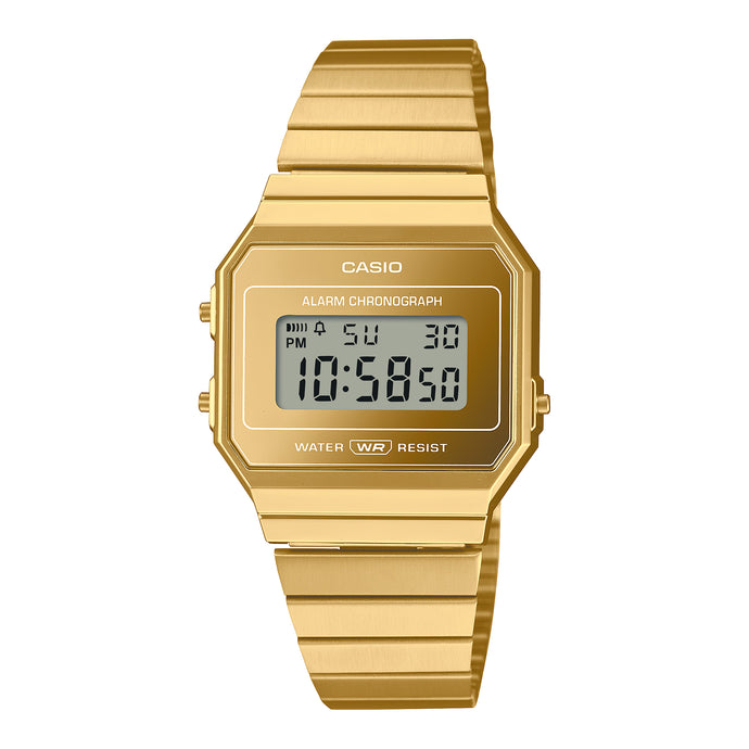 Casio Digital Vintage Gold Ion Plated Stainless Steel Band Watch A700WEVG-9A