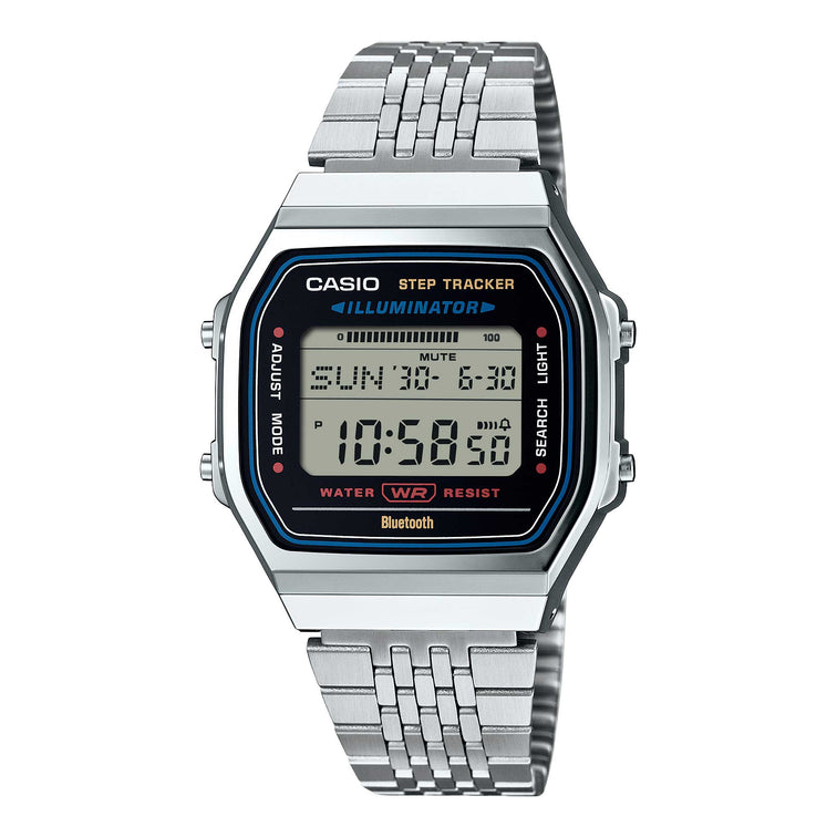 Casio Digital Vintage Style Bluetooth© Step Tracker Stainless Steel Band Watch ABL100WE-1A ABL-100WE-1A