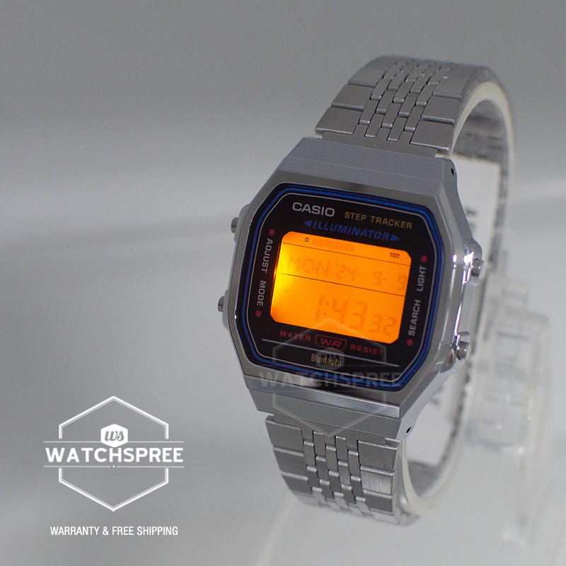 Casio Digital Vintage Style Bluetooth® Step Tracker Stainless Steel Band Watch ABL100WE-1A ABL-100WE-1A