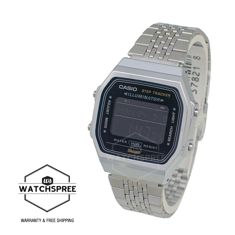 Casio Digital Vintage Style Bluetooth® Step Tracker Stainless Steel Band Watch ABL100WE-1B ABL-100WE-1B