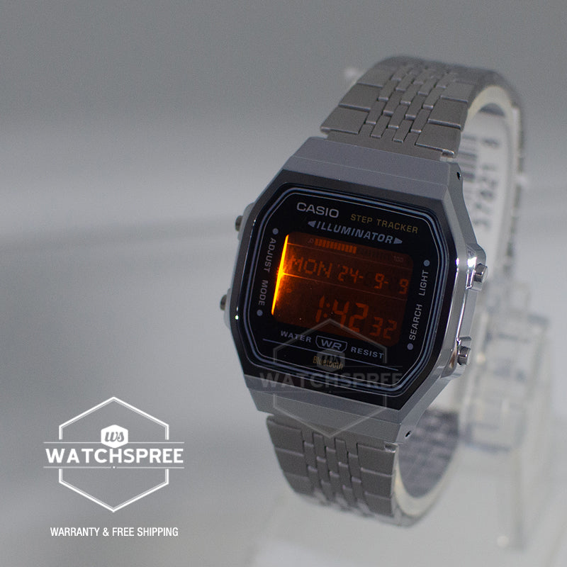 Casio Digital Vintage Style Bluetoothô÷ Step Tracker Stainless Steel Band Watch ABL100WE-1B ABL-100WE-1B