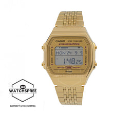 Load image into Gallery viewer, Casio Digital Vintage Style Bluetooth¶ô¶÷ Step Tracker Gold Ion Plated Stainless Steel Band Watch ABL100WEG-9A ABL-100WEG-9A
