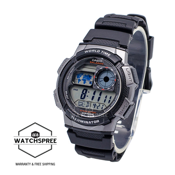 Casio Standard Digital Sporty Design Black Resin Band Watch AE1000W-1B