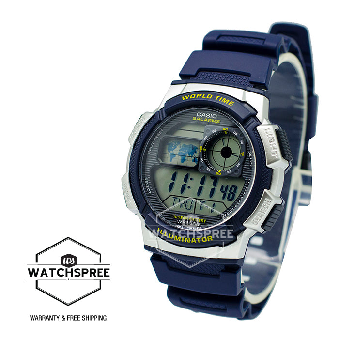 Casio Standard Digital Sporty Design Navy Blue Resin Band Watch AE1000W-2A