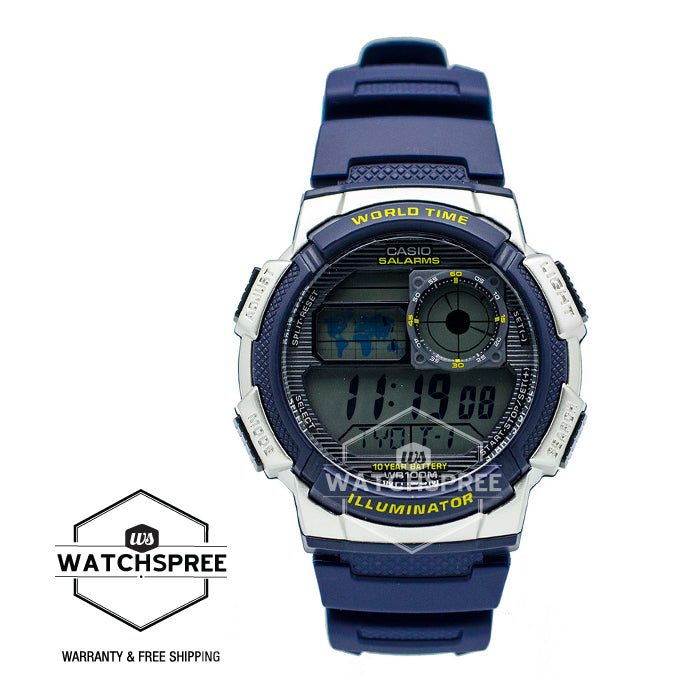 Casio Standard Digital Sporty Design Navy Blue Resin Band Watch AE1000W-2A