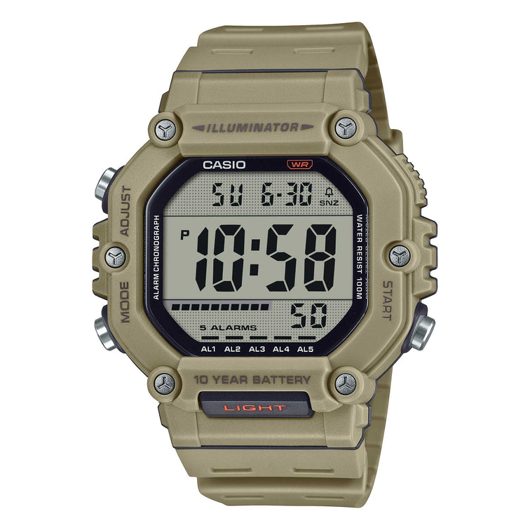 Casio Digital Dual Time Khaki Resin Band Watch AE1600H-5A AE-1600WH-5A