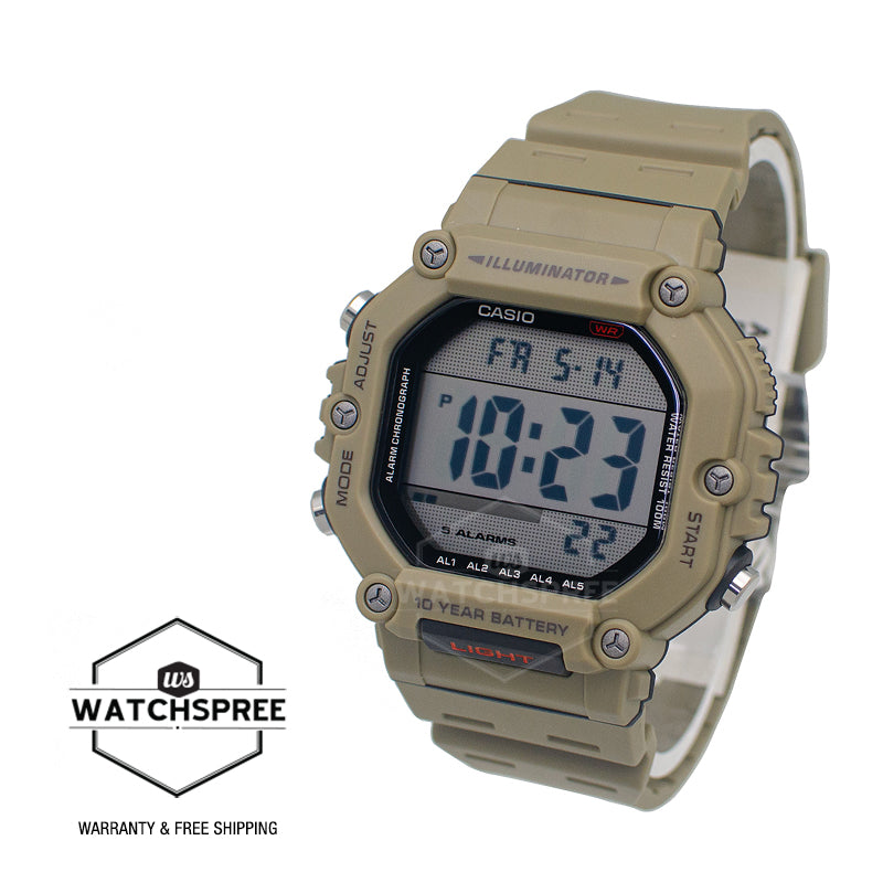 Casio Digital Dual Time Khaki Resin Band Watch AE1600H-5A AE-1600WH-5A