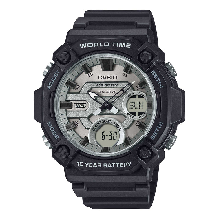 Casio Analog-Digital Black Resin Band Watch AEQ120W-7A AEQ-120W-7A