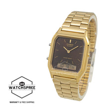 Load image into Gallery viewer, Casio Analog-Digital Vintage Style Dual Time Gold Ion Plated Stainless Steel Band Watch AQ230GA-5A AQ-230GA-5A
