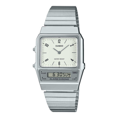 Casio Vintage Style Analog-Digital Dual Time Stainless Steel Band Watch AQ800E-7A2 AQ-800E-7A2