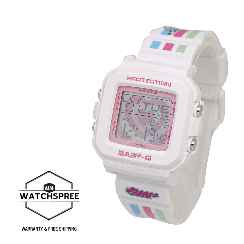 Casio Baby-G BGD-10 Lineup BABY-G?PLUS THE POWERPUFF GIRLS Collaboration Model White Resin Band Watch + Silicone Holder with Strap BGD10KPP-7D BGD-10KPP-7D BGD-10KPP-7