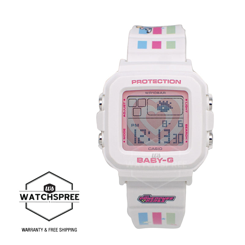 Casio Baby-G BGD-10 Lineup BABY-G?PLUS THE POWERPUFF GIRLS Collaboration Model White Resin Band Watch + Silicone Holder with Strap BGD10KPP-7D BGD-10KPP-7D BGD-10KPP-7