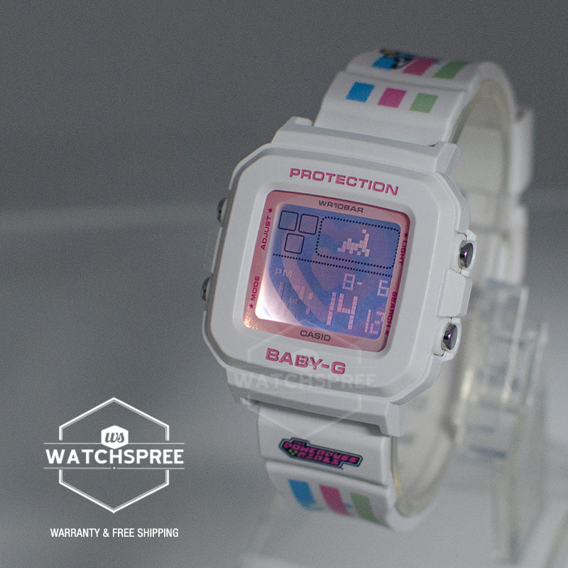 Casio Baby-G BGD-10 Lineup BABY-G?PLUS THE POWERPUFF GIRLS Collaboration Model White Resin Band Watch + Silicone Holder with Strap BGD10KPP-7D BGD-10KPP-7D BGD-10KPP-7