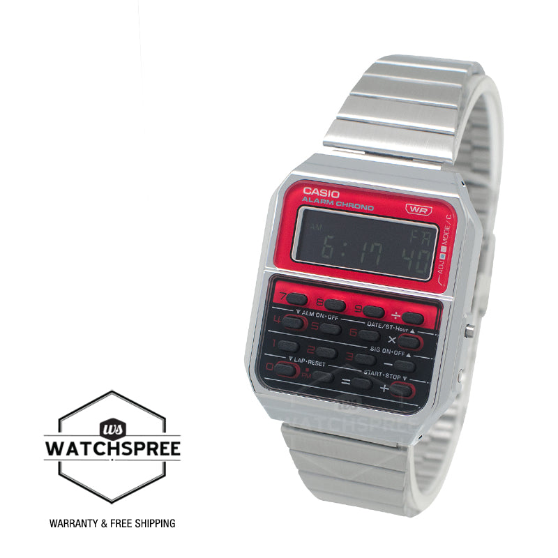 Casio Digital Vintage Heritage Colours ƒ?????70s CQ-1 Design Dual Time Calculator Stainless Steel Band Watch CA500WE-4B CA-500WE-4B