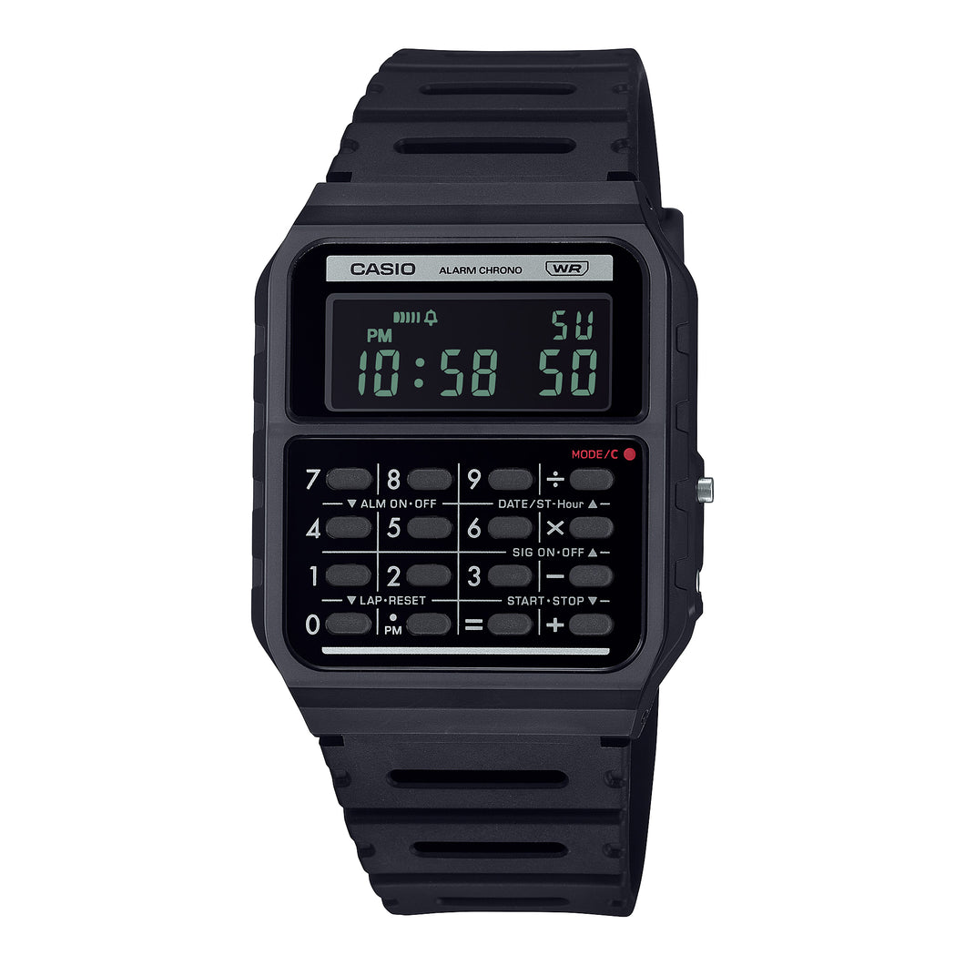 Casio Digital Pop Series Dual Time Calculator Bio-Based Black Resin Band Watch CA53WB-1B CA-53WB-1B