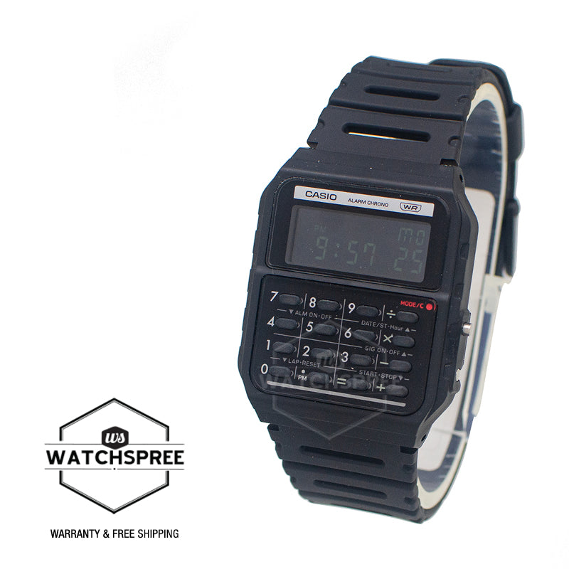 Casio Digital Pop Series Dual Time Calculator Bio-Based Black Resin Band Watch CA53WB-1B CA-53WB-1B