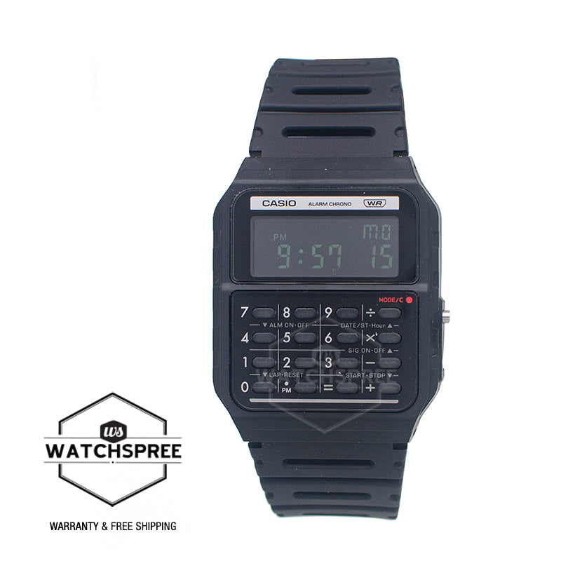 Casio Digital Pop Series Dual Time Calculator Bio-Based Black Resin Band Watch CA53WB-1B CA-53WB-1B