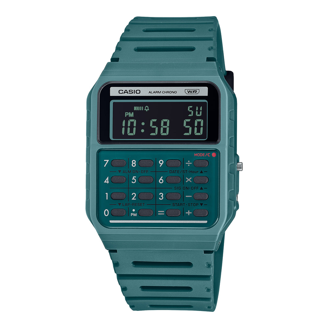 Casio Digital Pop Series Dual Time Calculator Bio-Based Green Resin Band Watch CA53WB-3B CA-53WB-3B