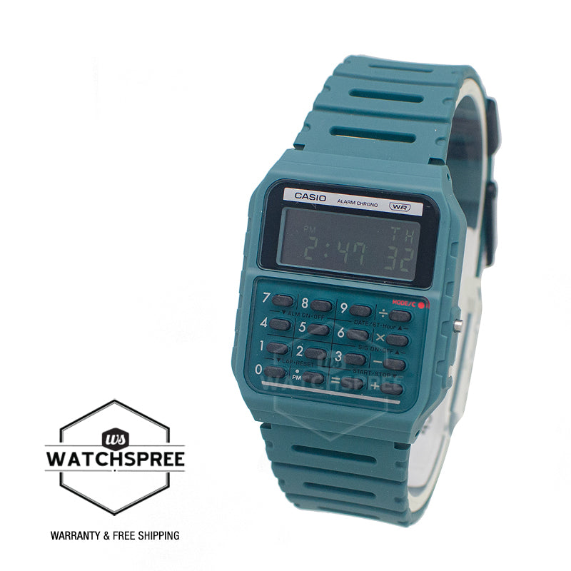 Casio Digital Pop Series Dual Time Calculator Bio-Based Green Resin Band Watch CA53WB-3B CA-53WB-3B