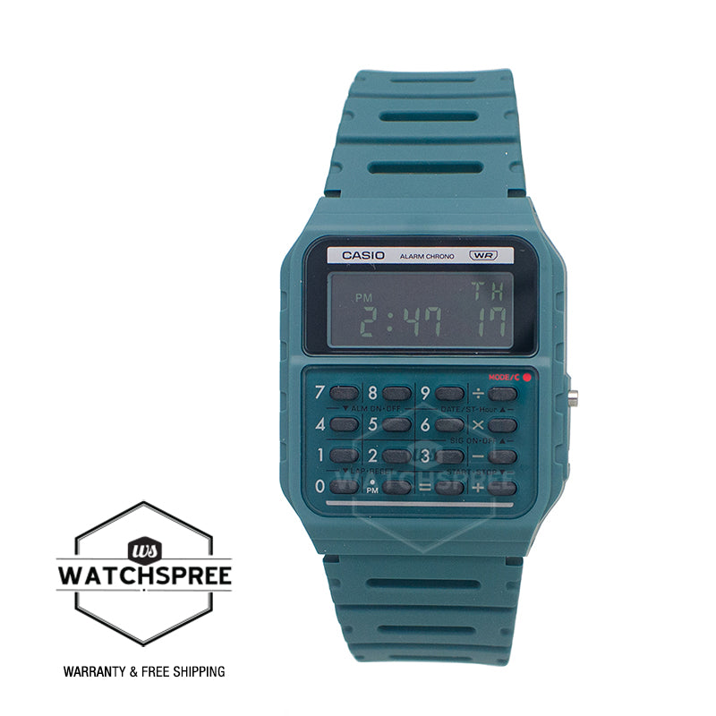 Casio Digital Pop Series Dual Time Calculator Bio-Based Green Resin Band Watch CA53WB-3B CA-53WB-3B