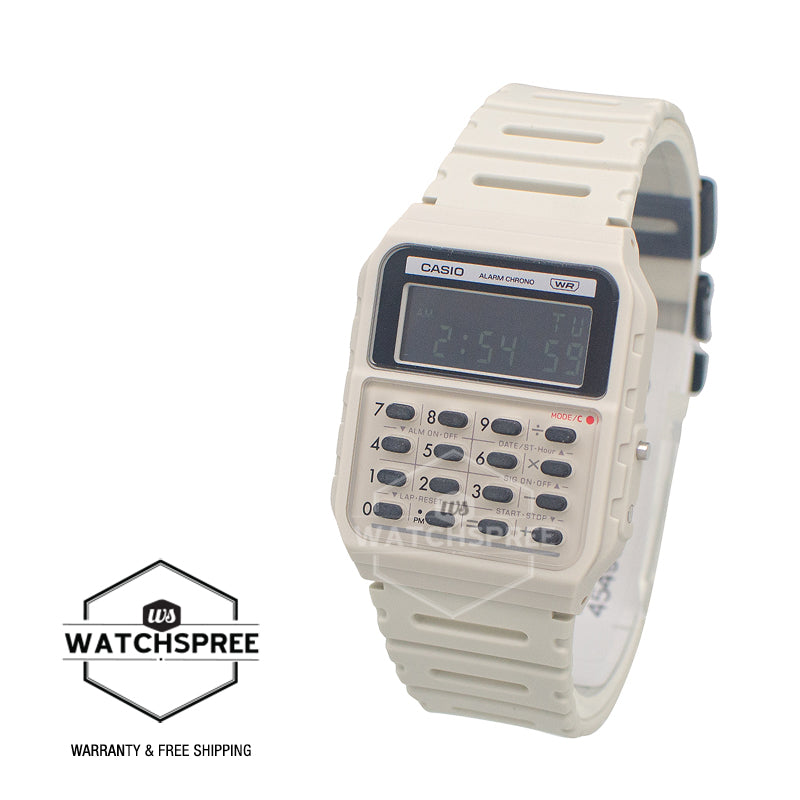 Casio Digital Pop Series Dual Time Calculator Bio-Based Off-White Resin Band Watch CA53WB-8B CA-53WB-8B