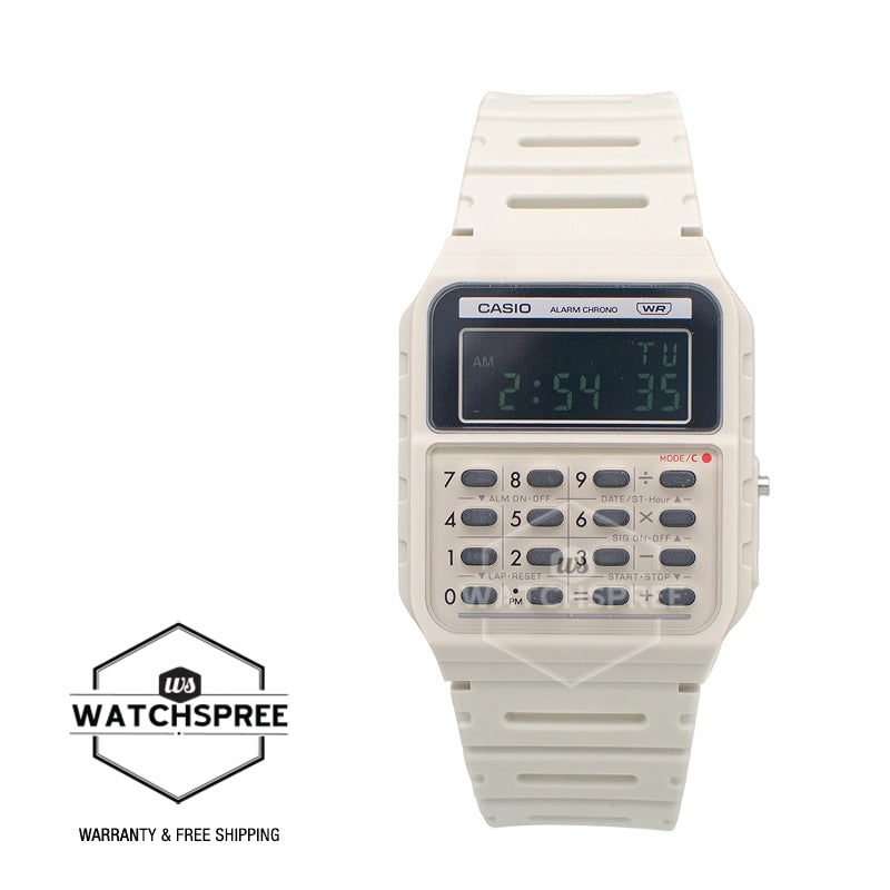 Casio Digital Pop Series Dual Time Calculator Bio-Based Off-White Resin Band Watch CA53WB-8B CA-53WB-8B