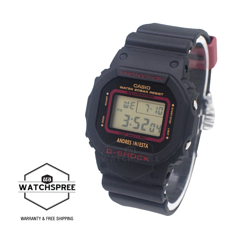 Casio G-Shock DW-5600 Lineup Football Player AndrǸs Iniestaƒ??s Signature Bio-Based Black Resin Band Watch DW5600AI-1D DW-5600AI-1D DW-5600AI-1