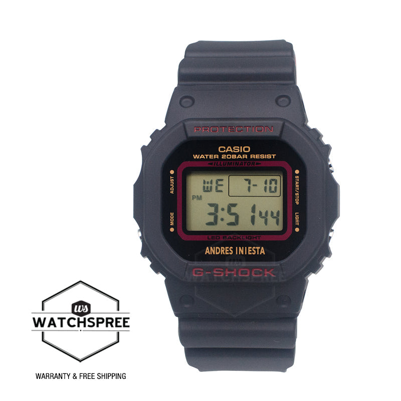 Casio G-Shock DW-5600 Lineup Football Player AndrŸ????ô“ôí€???äs IniestaŸ?–ô—ô©€?€õ??s Signature Bio-Based Black Resin Band Watch DW5600AI-1D DW-5600AI-1D DW-5600AI-1