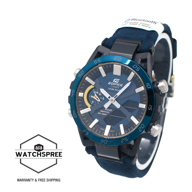 Casio Edifice ECB-2000 Lineup SOSPENSIONE 50th Anniversary Tough Solar Bluetooth¶© Blue Alcantara Material Band Watch ECB2000SS-2A ECB-2000SS-2A