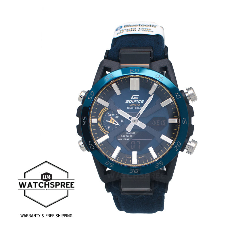 Casio Edifice ECB-2000 Lineup SOSPENSIONE 50th Anniversary Tough Solar Bluetooth€??€?€¸ô“€‹€?€õ Blue Alcantara Material Band Watch ECB2000SS-2A ECB-2000SS-2A