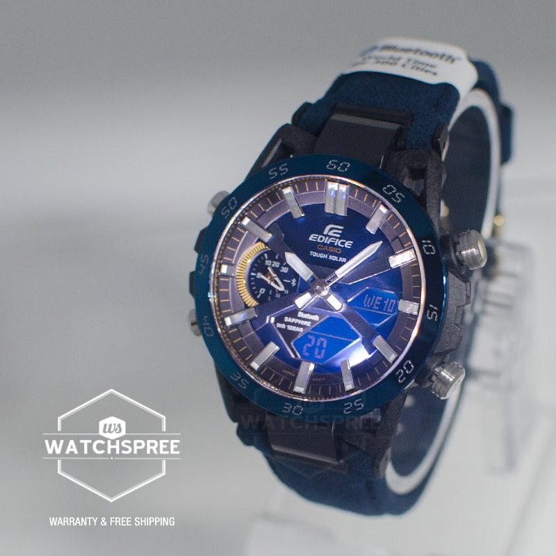 Casio Edifice ECB-2000 Lineup SOSPENSIONE 50th Anniversary Tough Solar Bluetooth€??€?€¸ô“€‹€?€õ Blue Alcantara Material Band Watch ECB2000SS-2A ECB-2000SS-2A