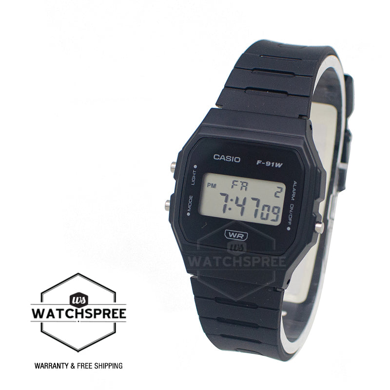 Casio Digital Pop Series Bio-Based Black Resin Band Watch F91WB-1A F-91WB-1A