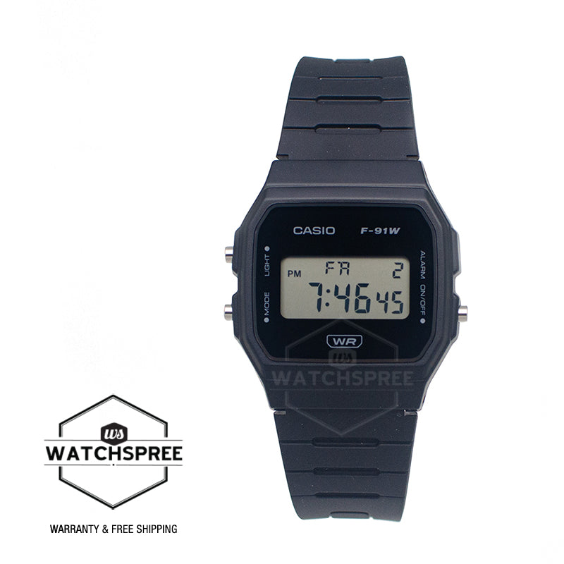 Casio Digital Pop Series Bio-Based Black Resin Band Watch F91WB-1A F-91WB-1A