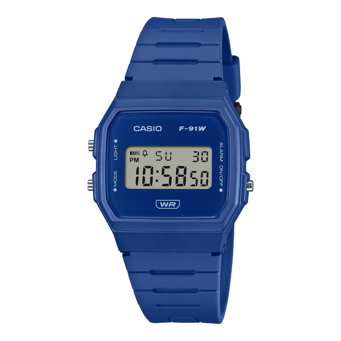 Casio Digital Pop Series Bio-Based Blue Resin Band Watch F91WB-2A1 F-91WB-2A1