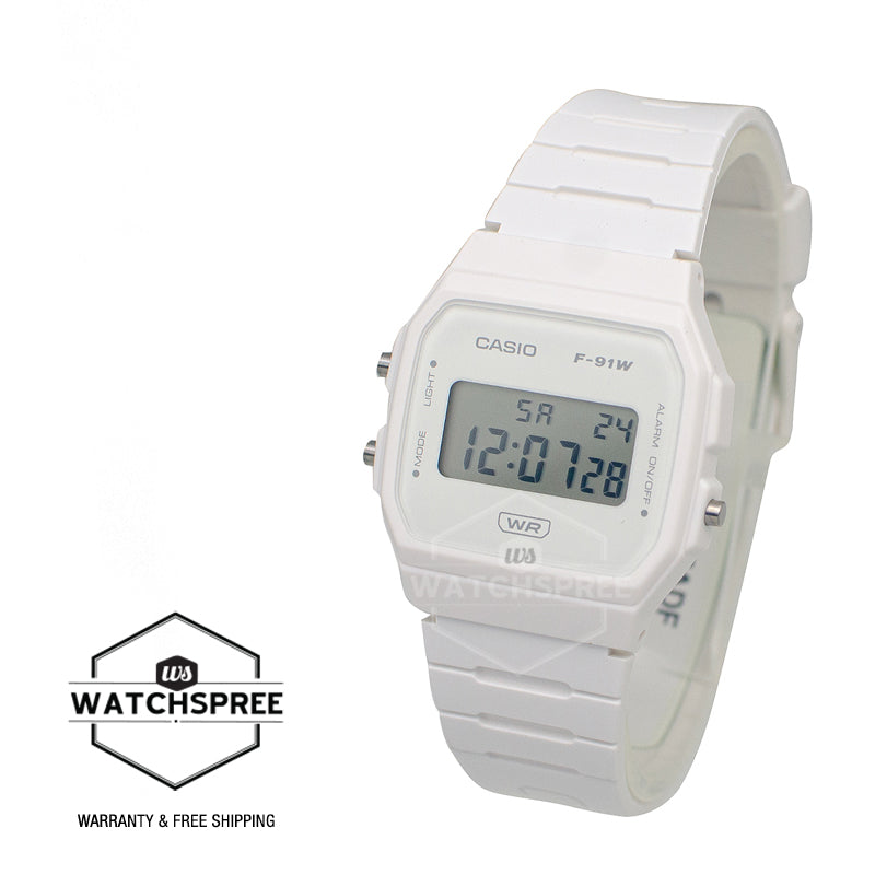 Casio Digital Pop Series Bio-Based White Resin Band Watch F91WB-7A F-91WB-7A