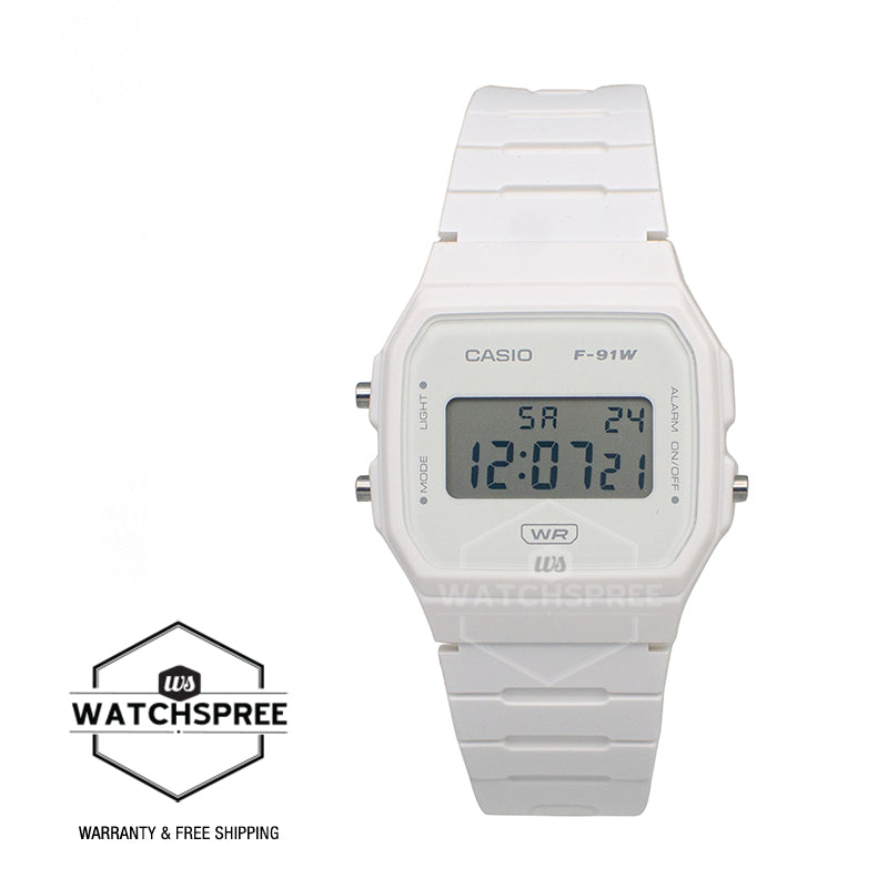 Casio Digital Pop Series Bio-Based White Resin Band Watch F91WB-7A F-91WB-7A