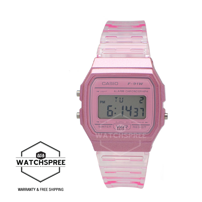 Casio Digital Pink Resin Band Watch F91WS-4D F-91WS-4 [Kids]| Watchspree