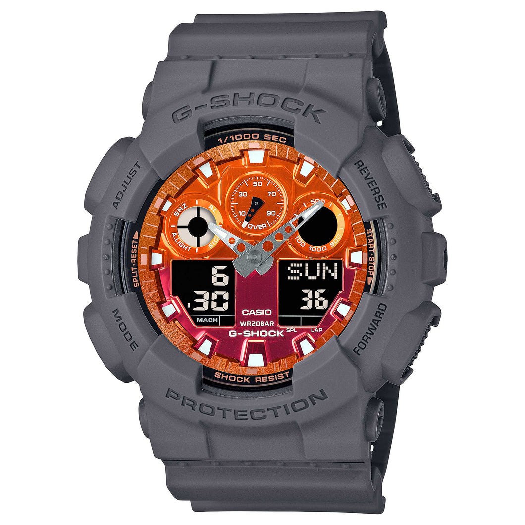 Casio G-Shock GA-100 Lineup Flame Inside Series Watch GA100FL-8A GA-100FL-8A