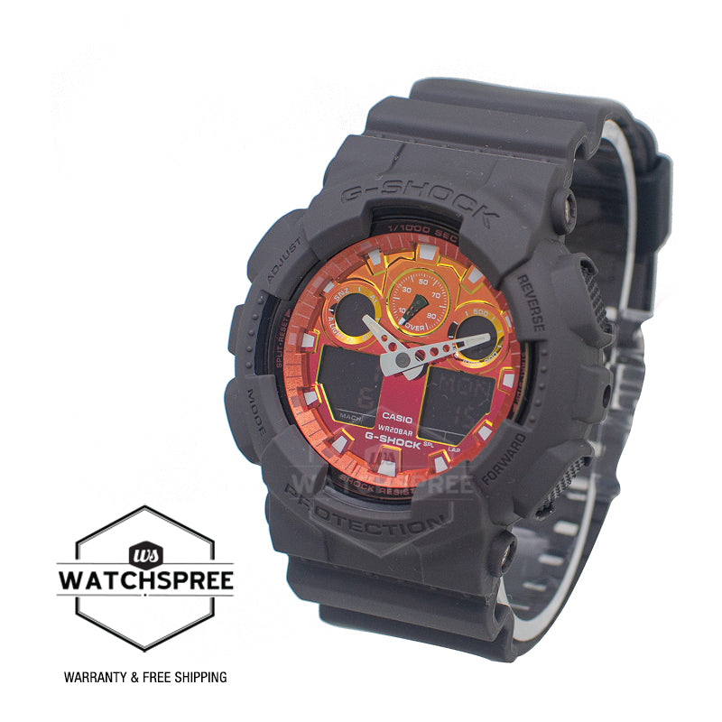 Casio G-Shock GA-100 Lineup Flame Inside Series Watch GA100FL-8A GA-100FL-8A