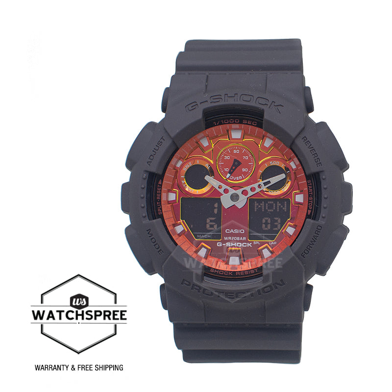 Casio G-Shock GA-100 Lineup Flame Inside Series Watch GA100FL-8A GA-100FL-8A