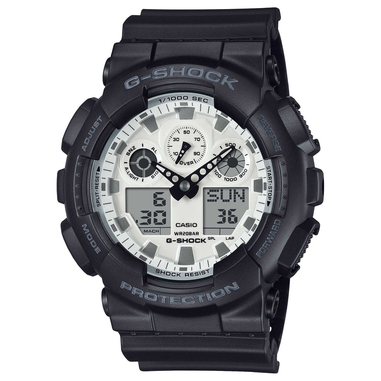 Casio G-Shock GA-100 Lineup Black and Brilliant White Series Watch GA100WD-1A GA-100WD-1A