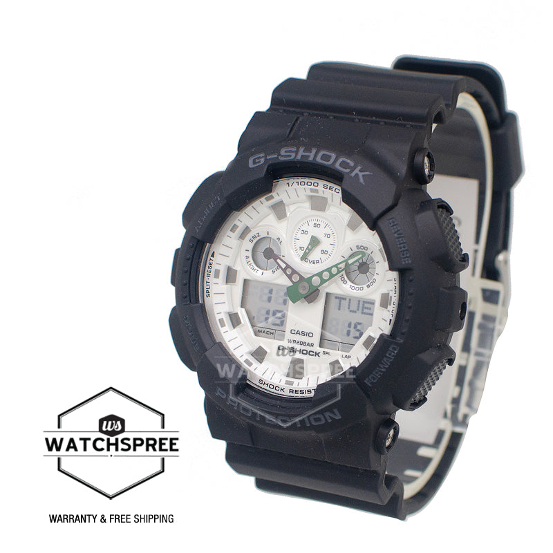 Casio G-Shock GA-100 Lineup Black and Brilliant White Series Watch GA100WD-1A GA-100WD-1A